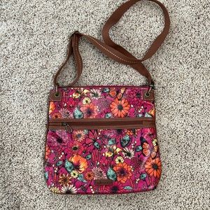 Sakroots Raspberry in Bloom Crossbody Bag